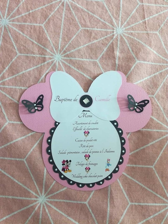 Menu Forme Tete Minnie A Poser Couleurs Aux Choix Etsy