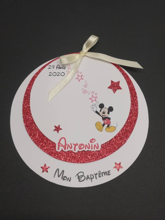 Faire Part Bapteme Anniversaire Minnie Ou Mickey Avec Photo Etsy