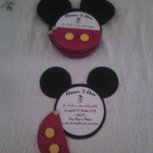 Faire part rond thème mickey pour baptême ou anniversaire image 2