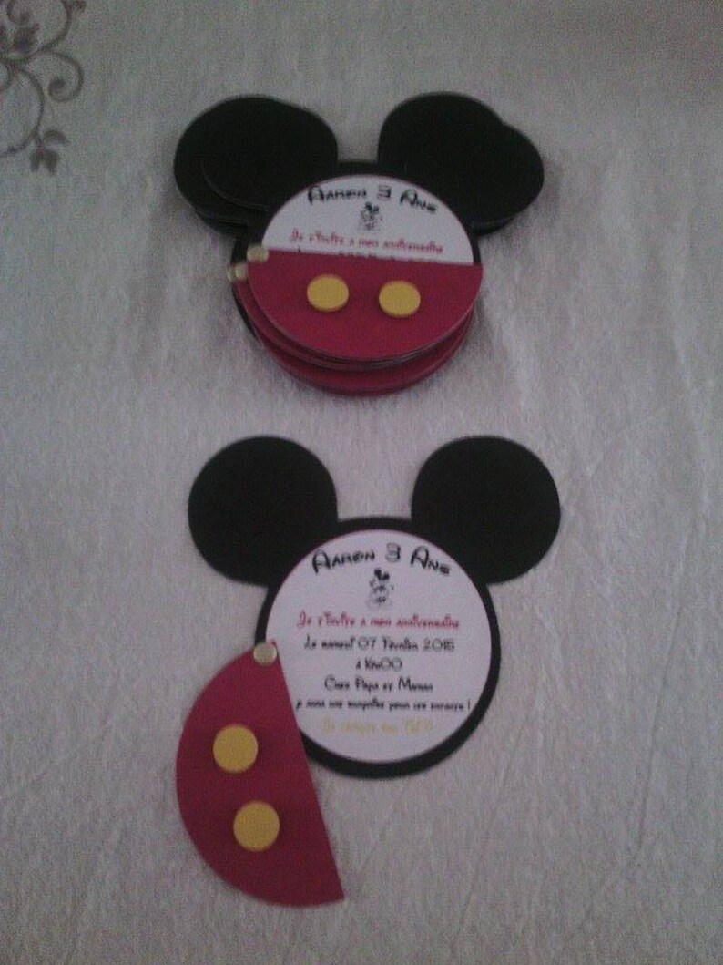 Faire part rond thème mickey pour baptême ou anniversaire image 2