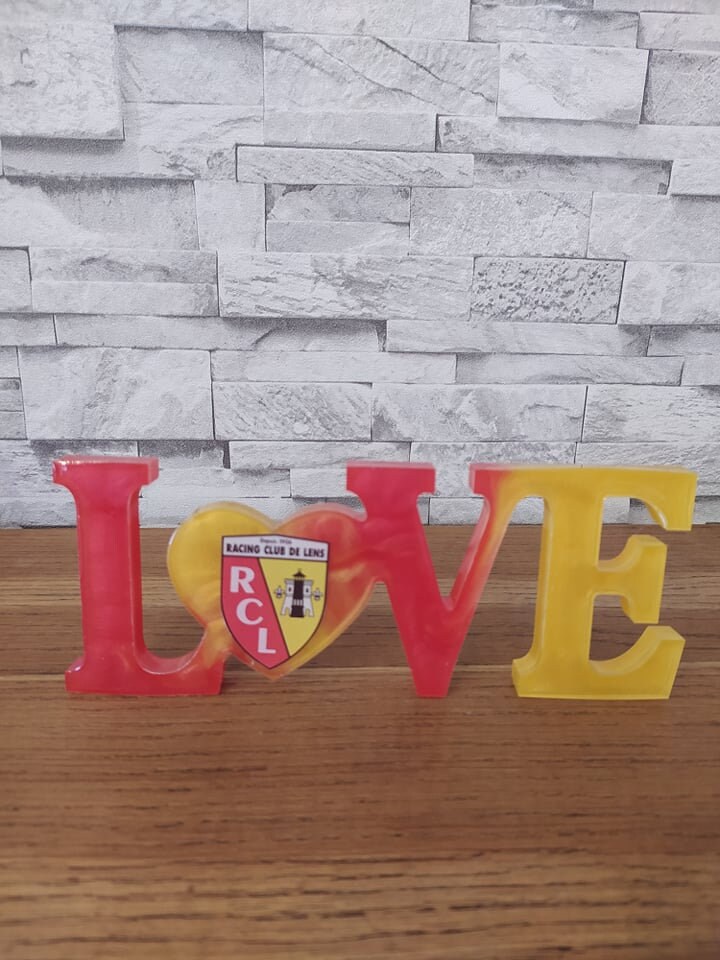 Mot Love en Résine Thème Football , Équipe Aux Choix