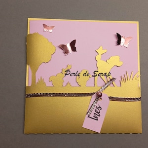 Faire part Bambi / panpan pour baptême , anniversaire
