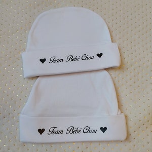 Bonnet de naissance personnalisé model aux choix Blanc simple