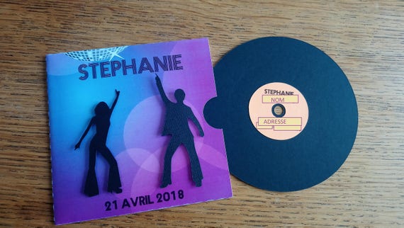 Faire Part Theme Disco Annee 80 Ideal Mariage Etsy