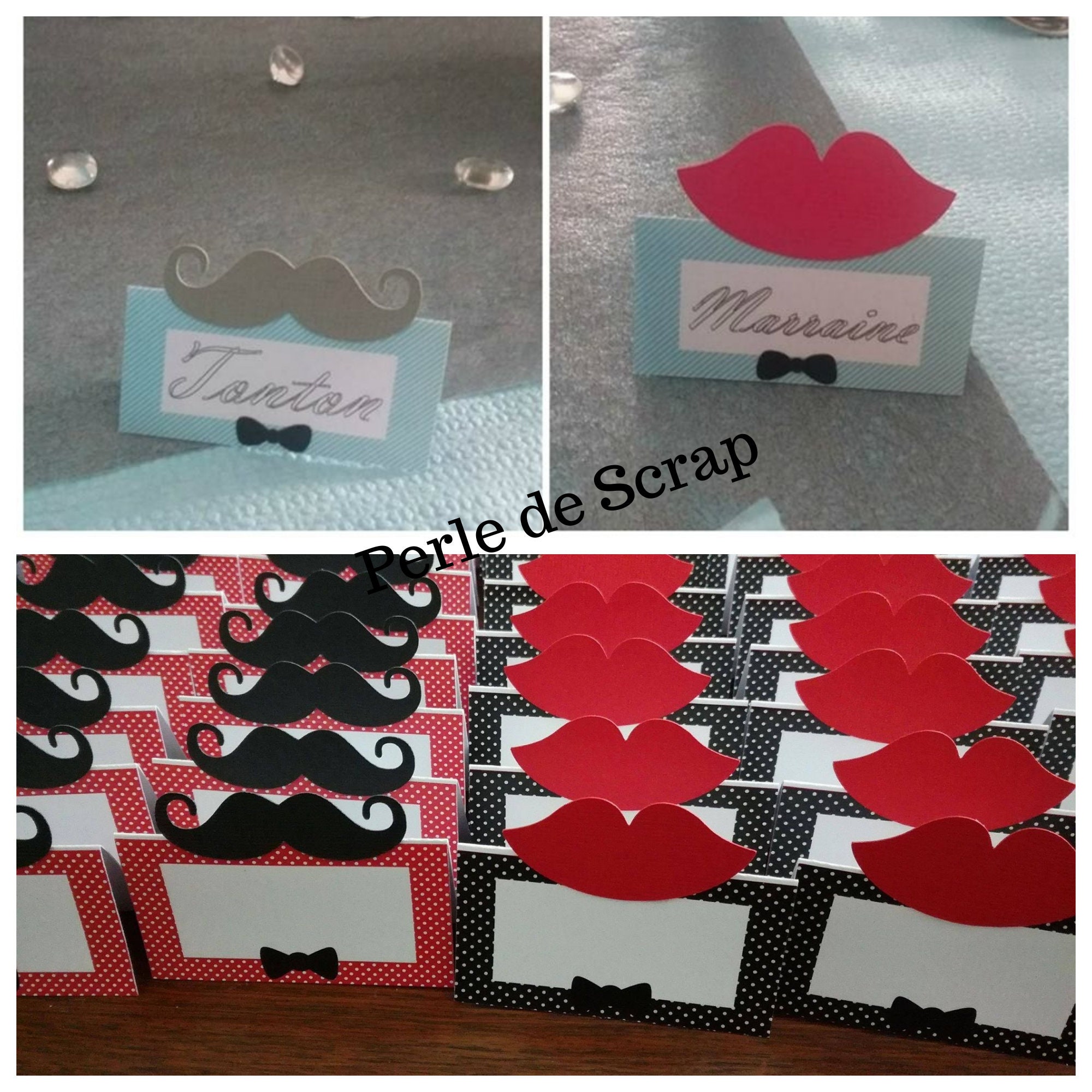 Lot de Marque Place Bouche , Moustache | Type Photobooth Pour Anniversaire Couleurs Aux Choix