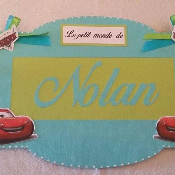 Plaque de porte enfant  personnalisé , déco de chambre  Cars