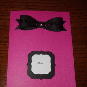 Menu , noeud , carte double pour mariage , baptême , communion