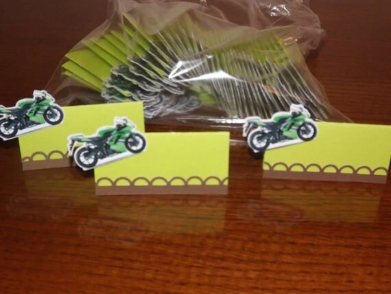 Lot De Marque Place Theme Moto Pour Anniversaire Couleurs Etsy