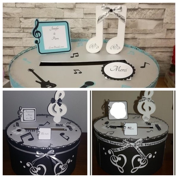 Urne ronde pour mariage , baptême , anniversaire thème Musique personnalisé