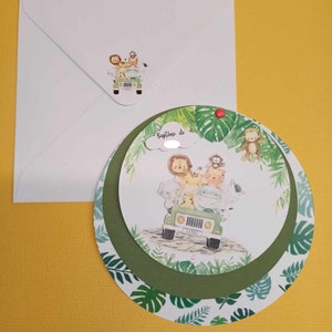 Safari , Faire part Rond avec photo  personnalisé