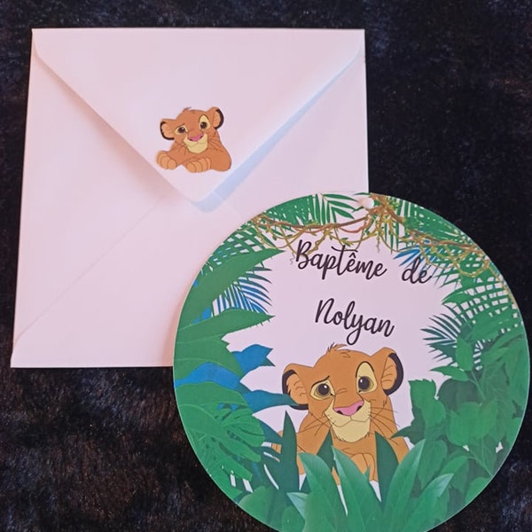 Jungle/ roi lion faire part pour baptême ou anniversaire