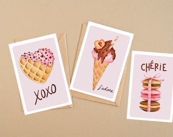 French Sweets Themed Valentine's Day Card - Printable Download