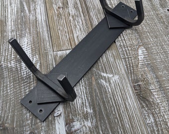Small Metal Coat Rack Wall Mount, Rustic Farmhouse Decor, Robe Hook, Wall Mount Towel Hooks
