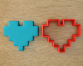 Pixel Heart Cookie Cutter - 8 bit Heart Cookie Cutter - 3d Printed Cookie Cutter