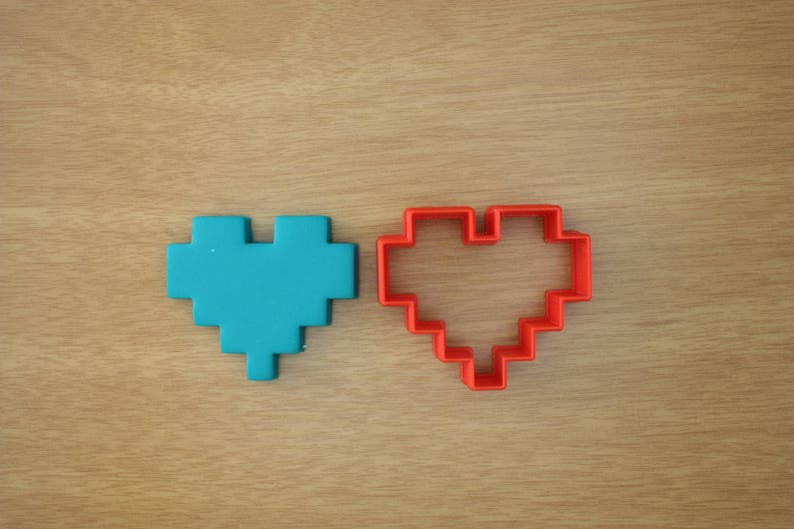 Pixel Heart Cookie Cutter 8 bit Heart Cookie Cutter 3d Printed Cookie Cutter image 1