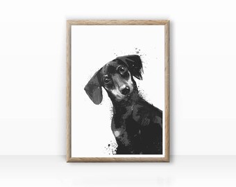 Tier Illustration Kunstdruck Dackel