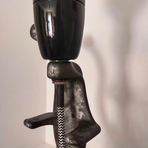 Diverted vintage metal meat grinder lamp image 4