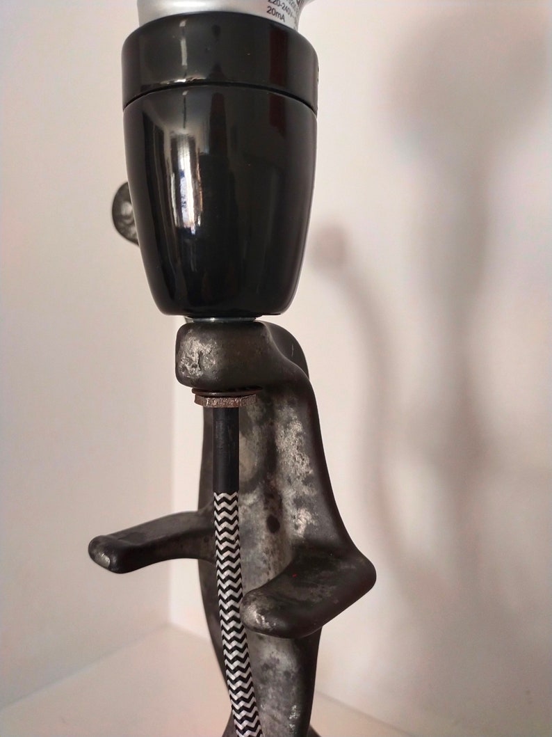 Diverted vintage metal meat grinder lamp image 4