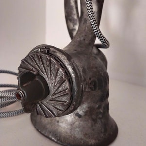 Diverted vintage metal meat grinder lamp image 3