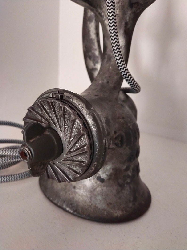 Diverted vintage metal meat grinder lamp image 3