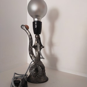 Diverted vintage metal meat grinder lamp image 1