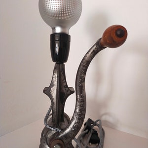 Diverted vintage metal meat grinder lamp image 6