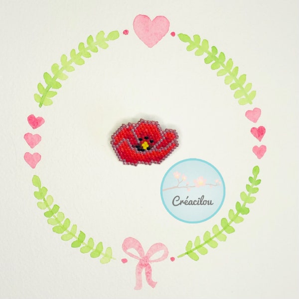 Broche COQUELICOT en perles Miyuki