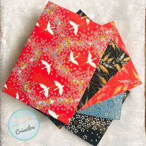 SMALL A6 NOTEBOOK - Japanese spirit - Japanese washi paper - Choice of pattern - Red, black or blue colors.