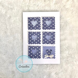 Carte COEURS Romantique - St Valentin / Amour / mariage - en relief - Tons Bleus