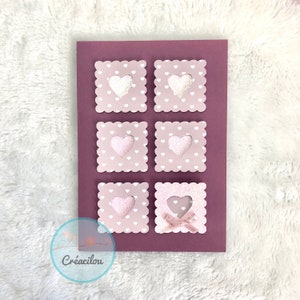 Carte CŒURS Romantique - St Valentin / Amour / mariage - en relief - tons Violine