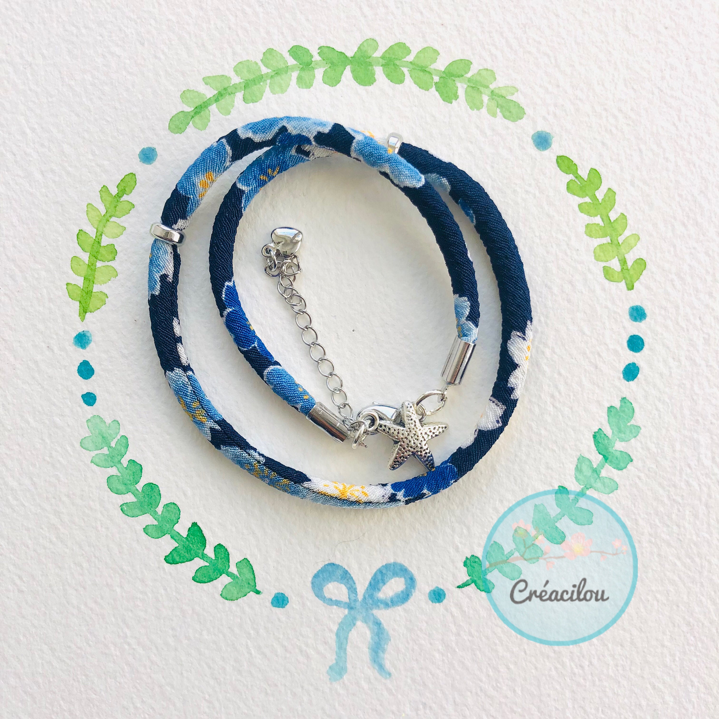 Double Wrap Bracelet - CHIRIMEN JAPANESE CORD - Silver Double Wrap Bracelet - CHIRIMEN JAPANESE CORD - Silver