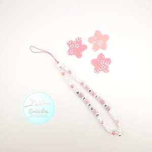 JOIA / cordão / pingente / acessório para celular - Texto "Atitude Positiva" - Sininho - Tons branco, rosa, prata