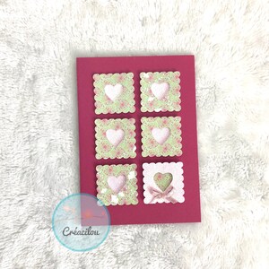 Carte COEURS Romantique - St Valentin / Amour / mariage - en relief - Tons Rose foncé