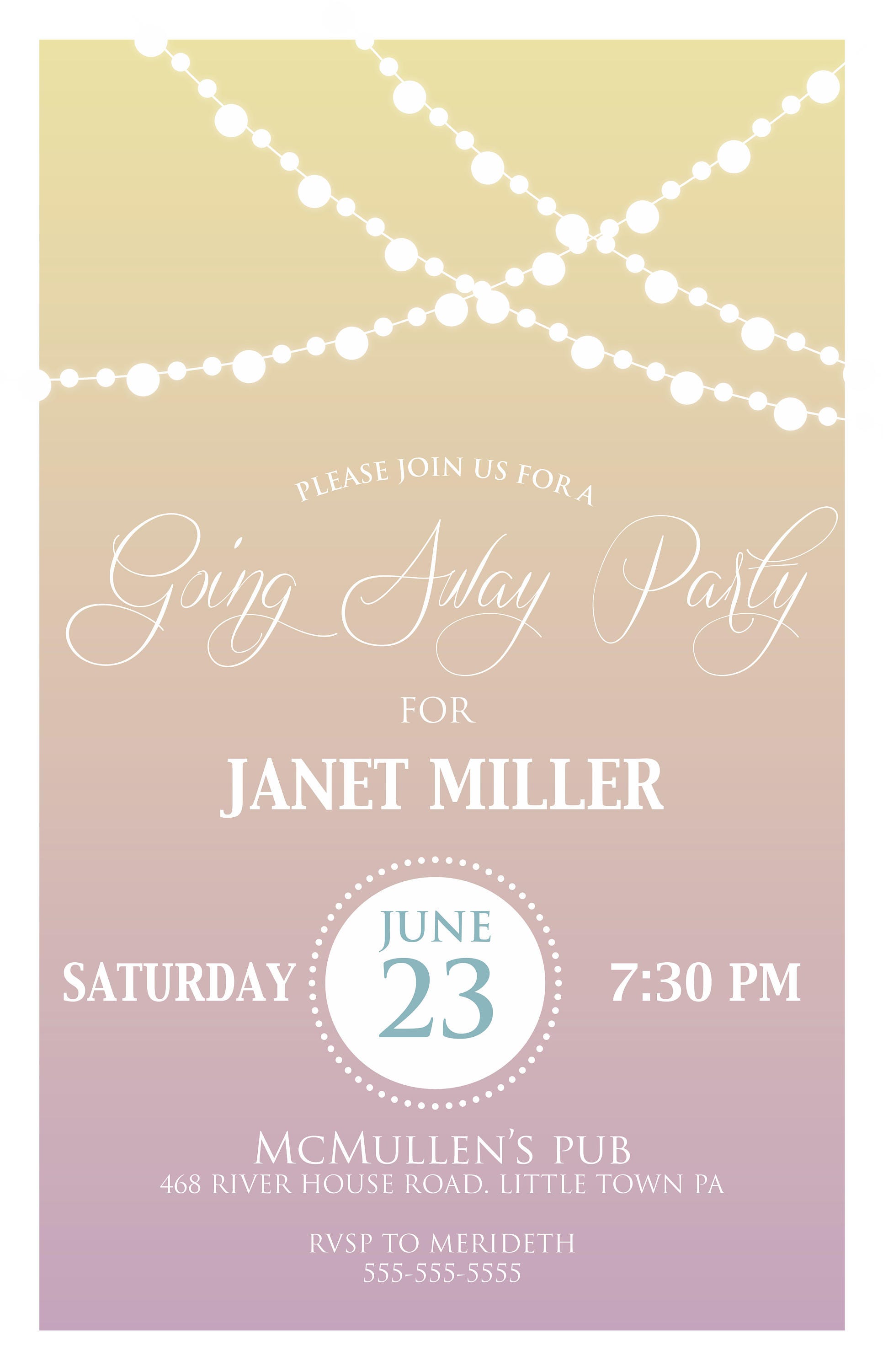 Going Away Party Invite Ombre String Lights Custom - Etsy