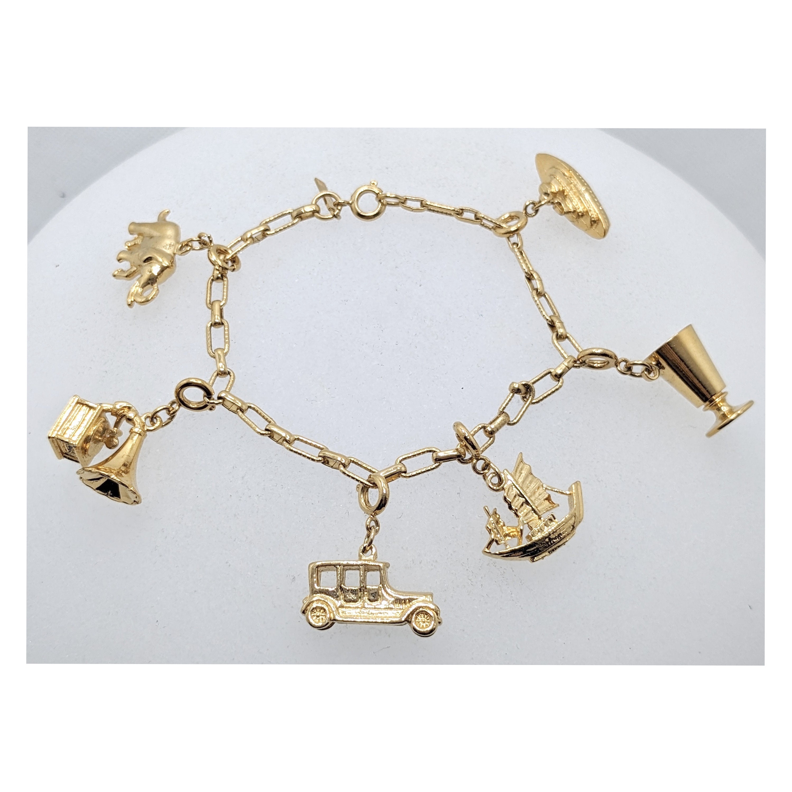 Vintage 1960s Coro Craft Gold Tone Charm Bracelet * Vintage