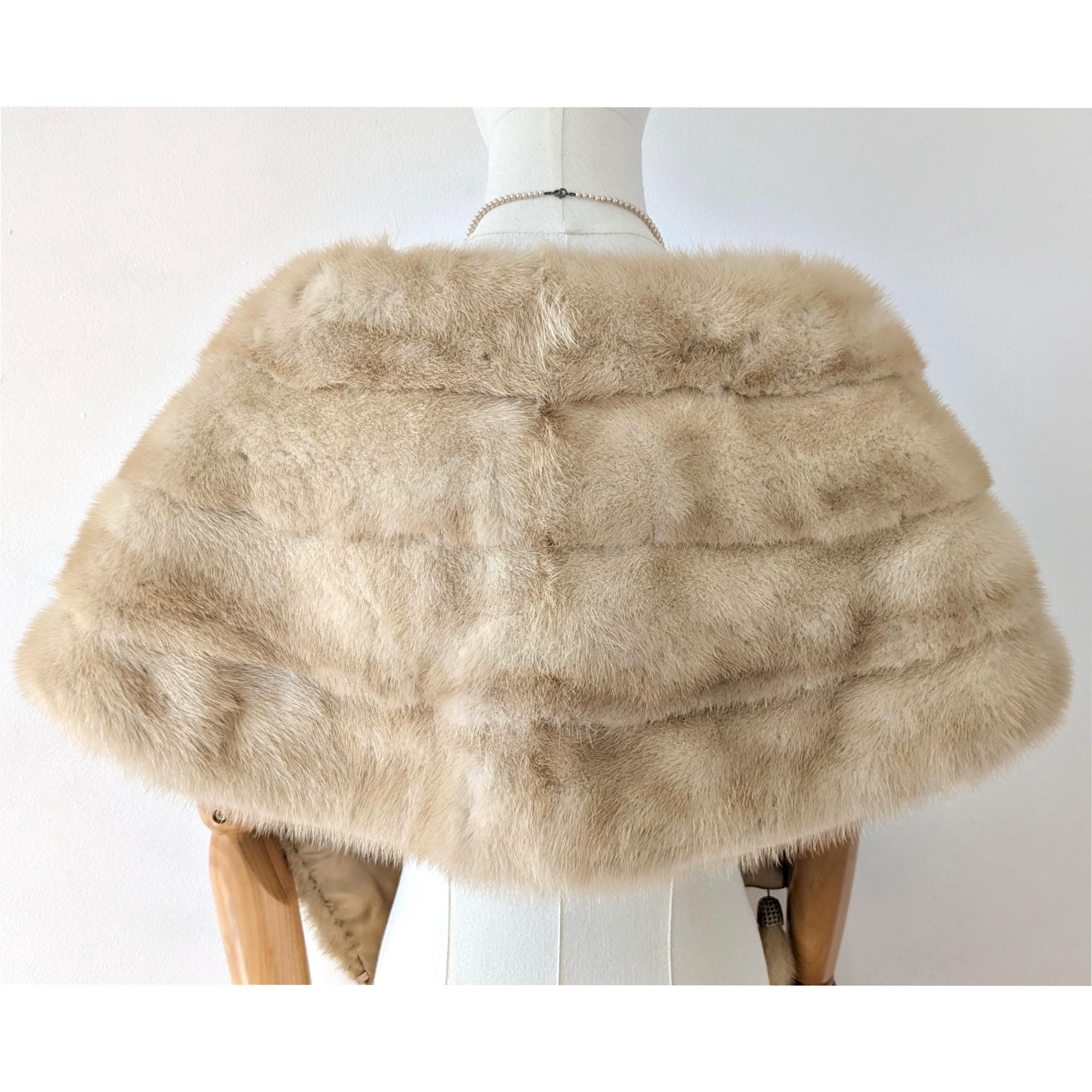 1950s Mink Fur Stole Half Cape Vintage 1950s Palomino Blonde Mink 