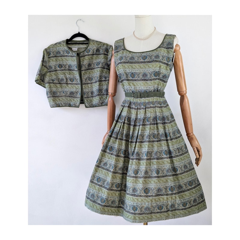 1950s Blue Rose Print Dress by Jerry Gilden | XS/S