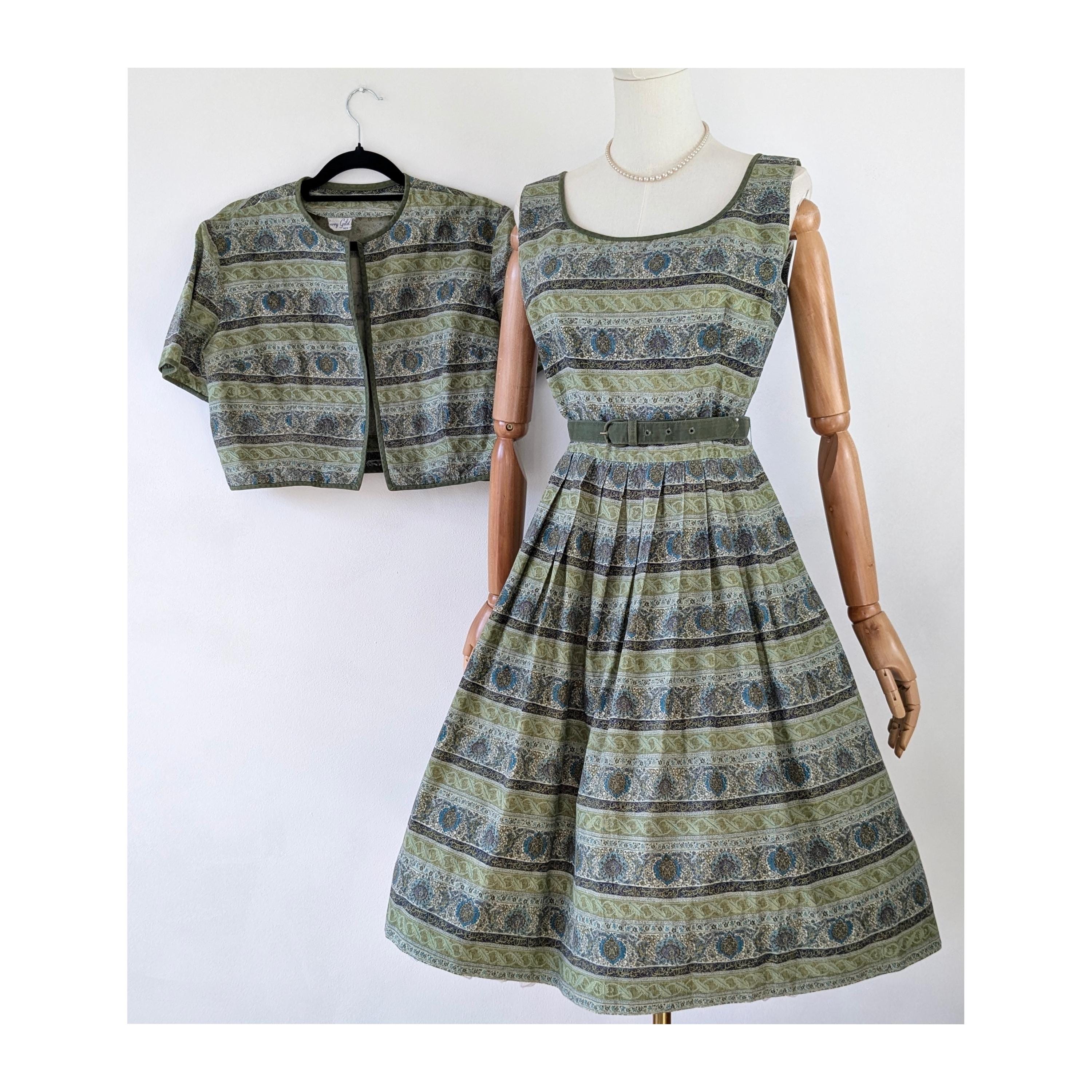 Okky Ottica Piccoli Bosco Abito Verde Anni '50 Italia