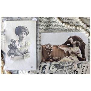 Edwardian Antique Lovers Postcards * Antique Edwardian Valentines Postcards * Edwardian Couple Kissing * Vintage Engagement Card