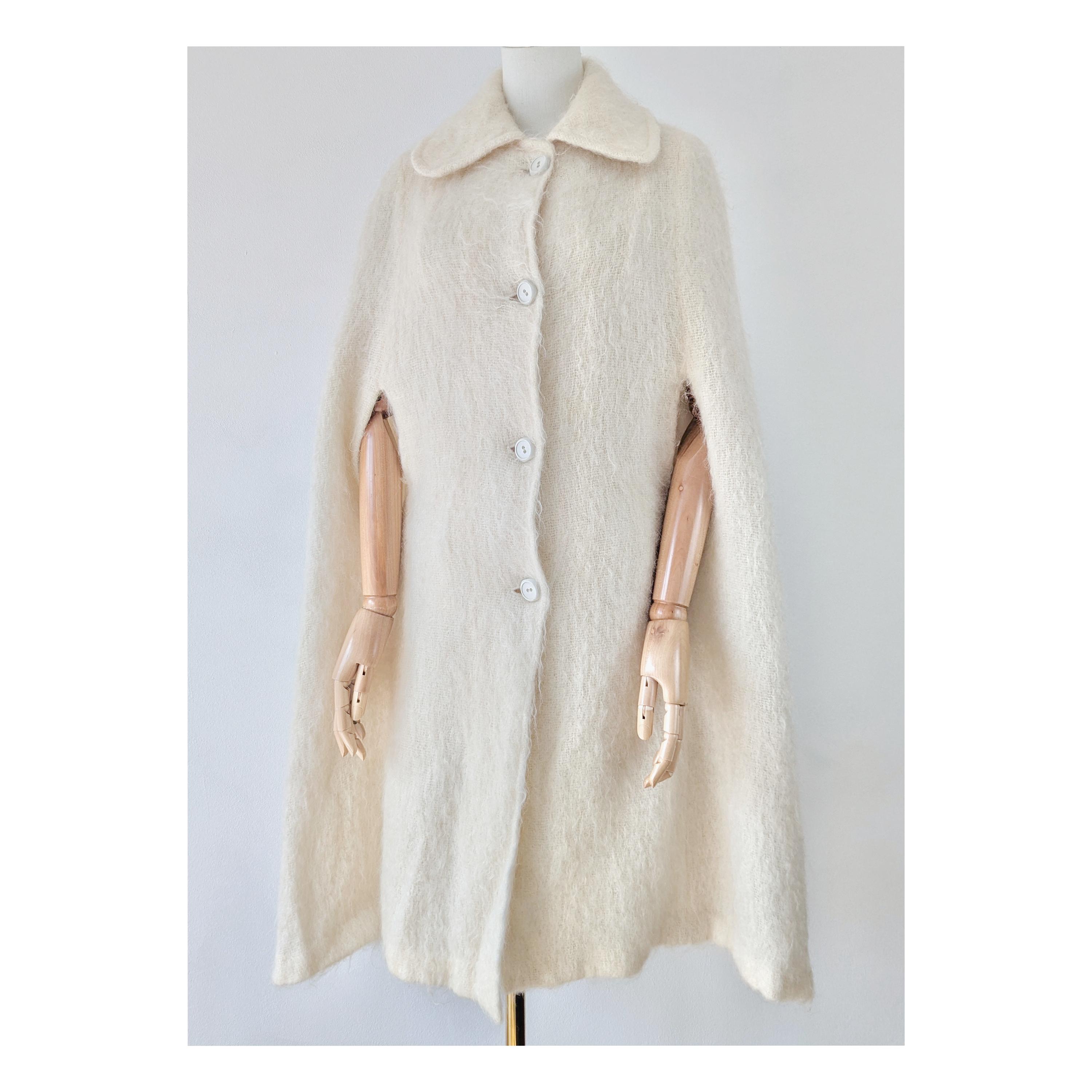 【YORKLAND】ビンテージモヘアケープロングコート　スコットランド製 YORKLAND】ビンテージモヘアケープロングコート スコットランド製