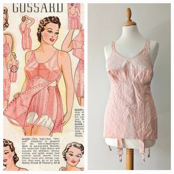 1940er Twilfit Corselette Hüftgürtel mit Strumpfhaltern und BH-Top * Vintage 40er 50er Jahre Mieder * Vintage Korsett * Vintage Rosa Hüftgürtel