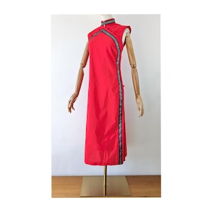 1950s Tea-Timer Made in Hawaii by Reef * 1950s Red Tiki Dress * 1950s Long Red Tea Timer * 1950s Red Black Hawaiian Dress * Red Cheongsam