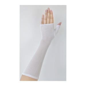Vintage Long White Fingerless Lace Gloves - 1940s White Gloves
