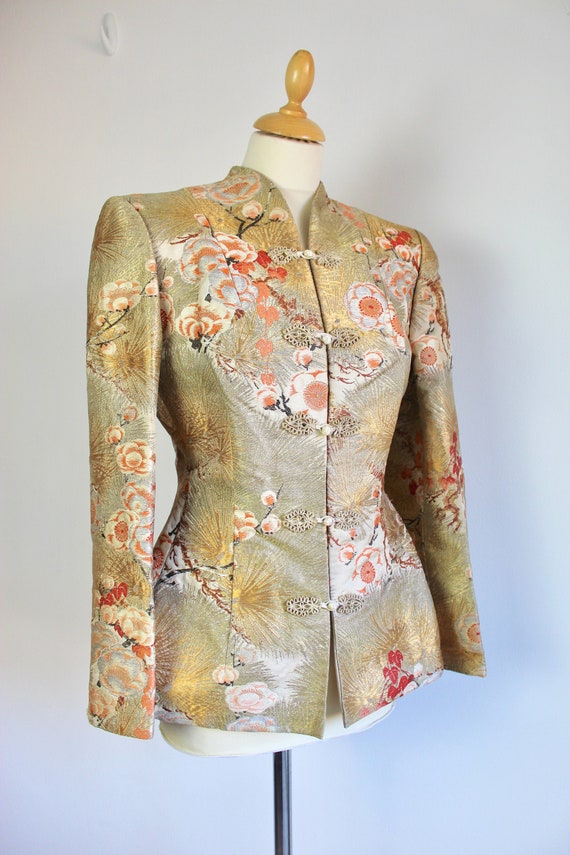 1930s Golden Cherry Blossom Kimono Sleeve Jacket *