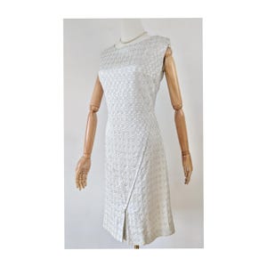 1960s Silver Lurex Shift Dress with Matching Hair Bow * Vintage 1960s Silver Dress * Vintage Silver Dress
