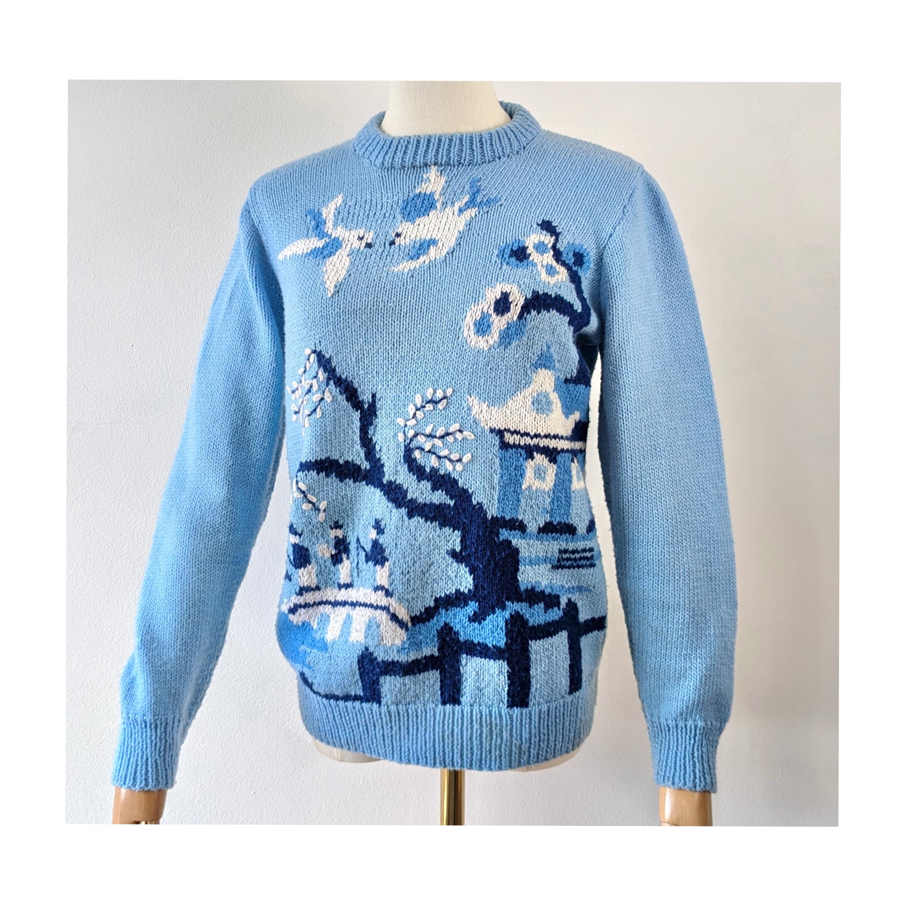 Skull Print Willow Knitted Skull Sweater Willow Pattern Knitted