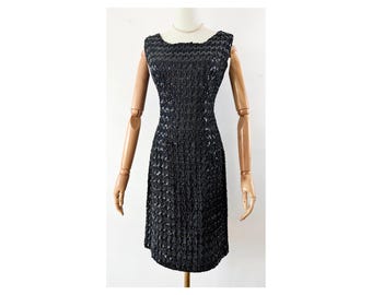 1950s Vintage Cocktailkleid mit starkem Paillettenbesatz