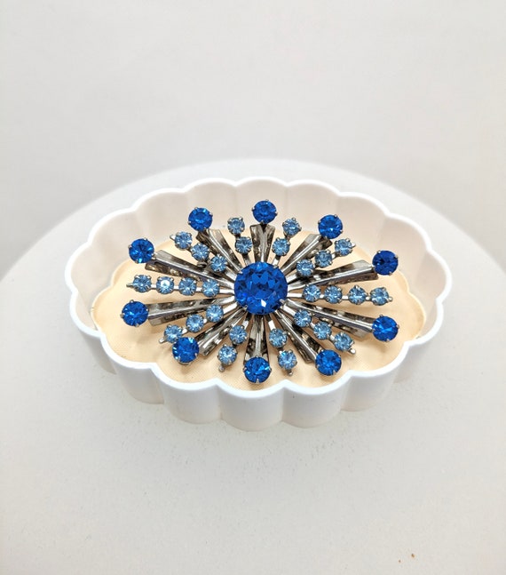 1950s Atomic Blue Starburst Brooch In Original Vi… - image 3