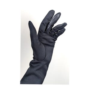Vintage Bad Girl Leather & Nylon Long Black Gloves * Long Black Leather Vintage Gloves * Vintage Black Gloves * 1970s Leather Gloves