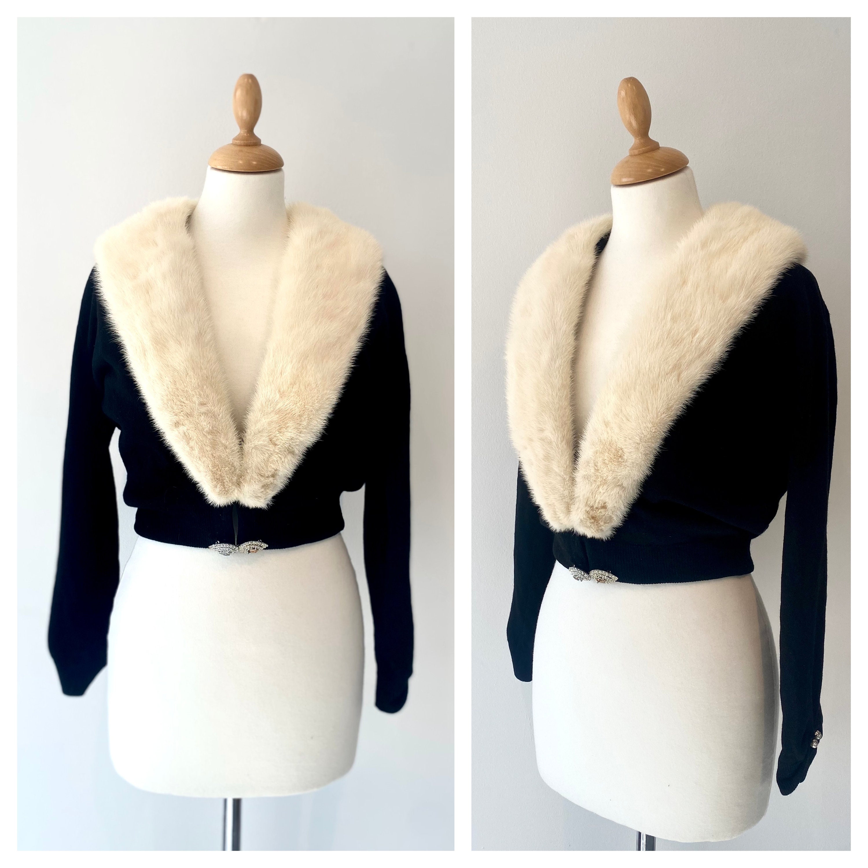 Fur Sweater - Black & White Knitted Rex Cardigan